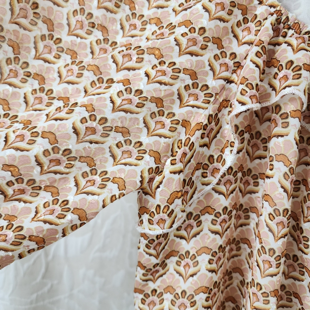 DR2 Tan Smocked Tie Front Blouse. Sizes Small & Medium Fit. - Picture 2 of 7